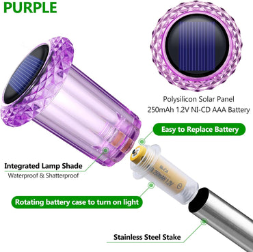 DenicMic Halloween Solar Lights Outdoor 10 Pack Purple LED Waterproof Yard Garden Patio Backyard Pathway Walkway Landscape Path Lawn Outside Halloween Decorations Outdoor