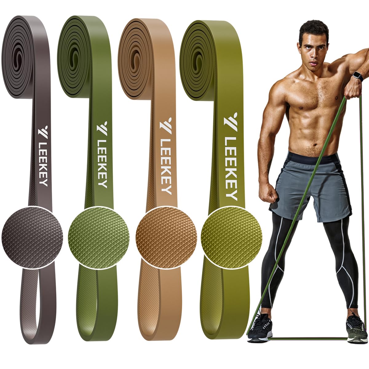 LEEKEY Resistance Bands Set for Pull-Up Assistance & Full-Body Training, Multi-Level Exercise Bands with Bag for Home Workouts, Physical Therapy, Strength Training (Men/Women)