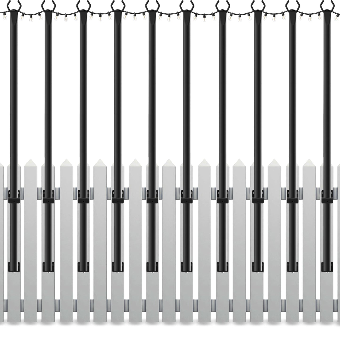 2 Pack String Light Poles,10 Ft Light Poles for Outside String Lights,Outdoor Lights Pole with Fork,Metal Poles Stand for Patio Deck Backyard