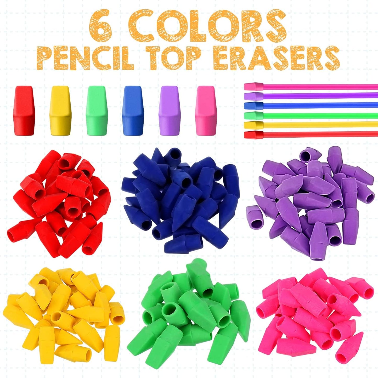 Fainne 1000 Pcs Pencil Eraser Caps Bulk Pencil Eraser Tops No Latex for Kids Rewards Gifts for Back to School Teacher Graduation Party Art Drawing Supplies(Bright Color)