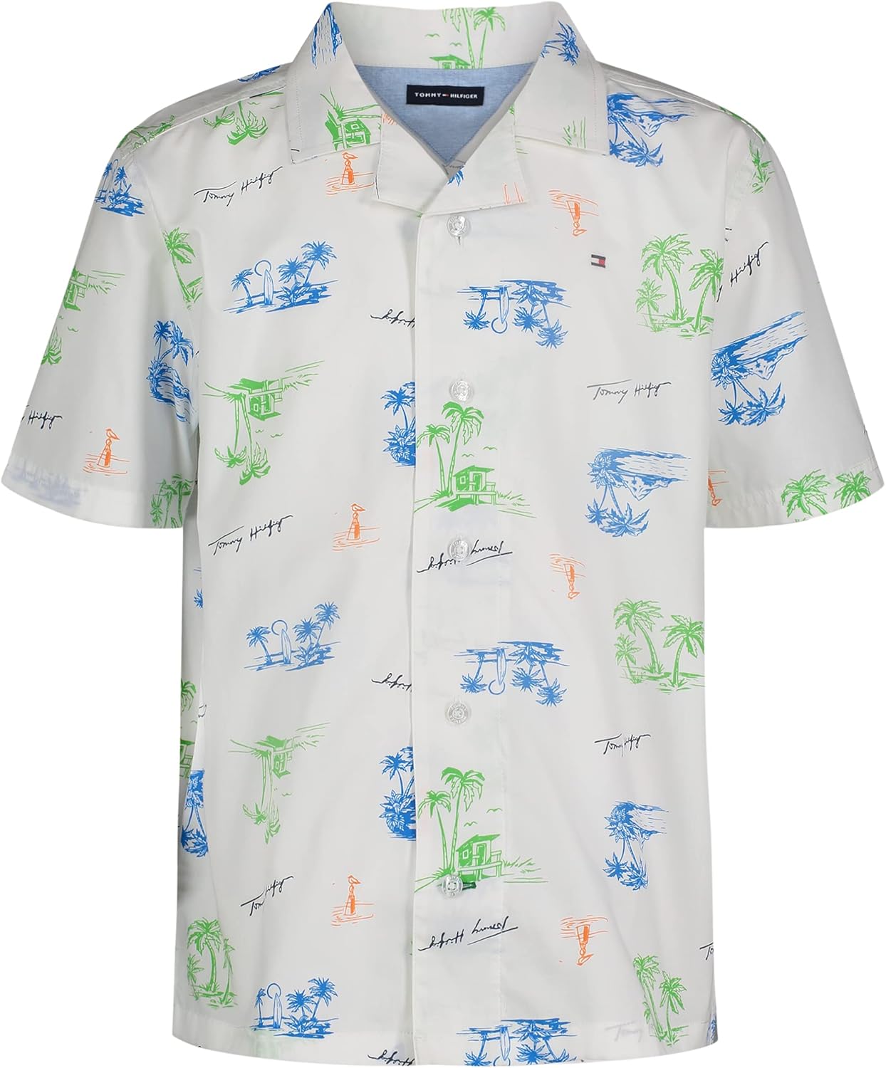 Tommy Hilfiger Boy's Short Sleeve Blue Skies Plaid Shirt (Big Kids)