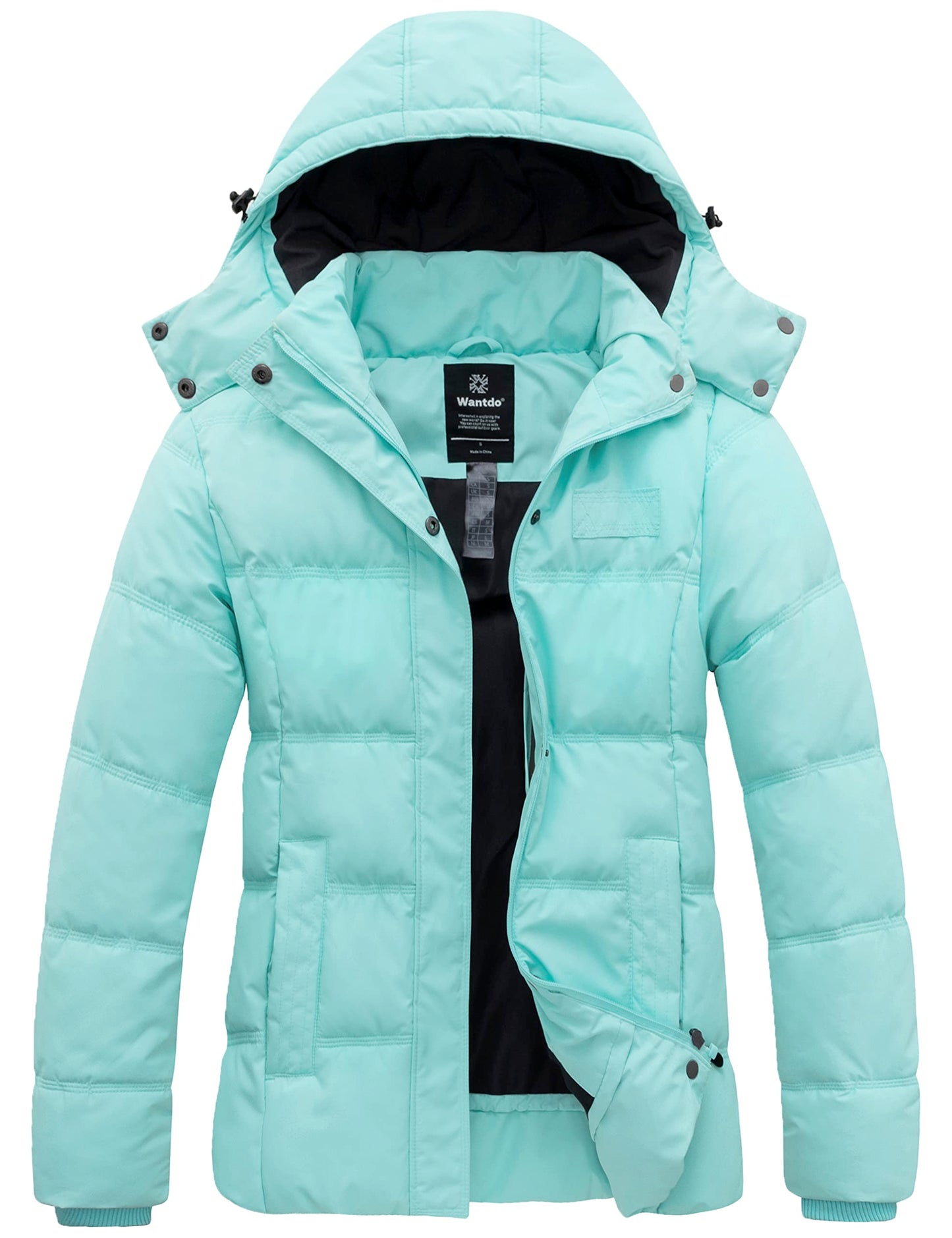 Wantdo Women's Hooded Warm Winter Coat Quilted Thicken Puffer Jacket with Removable Hood
