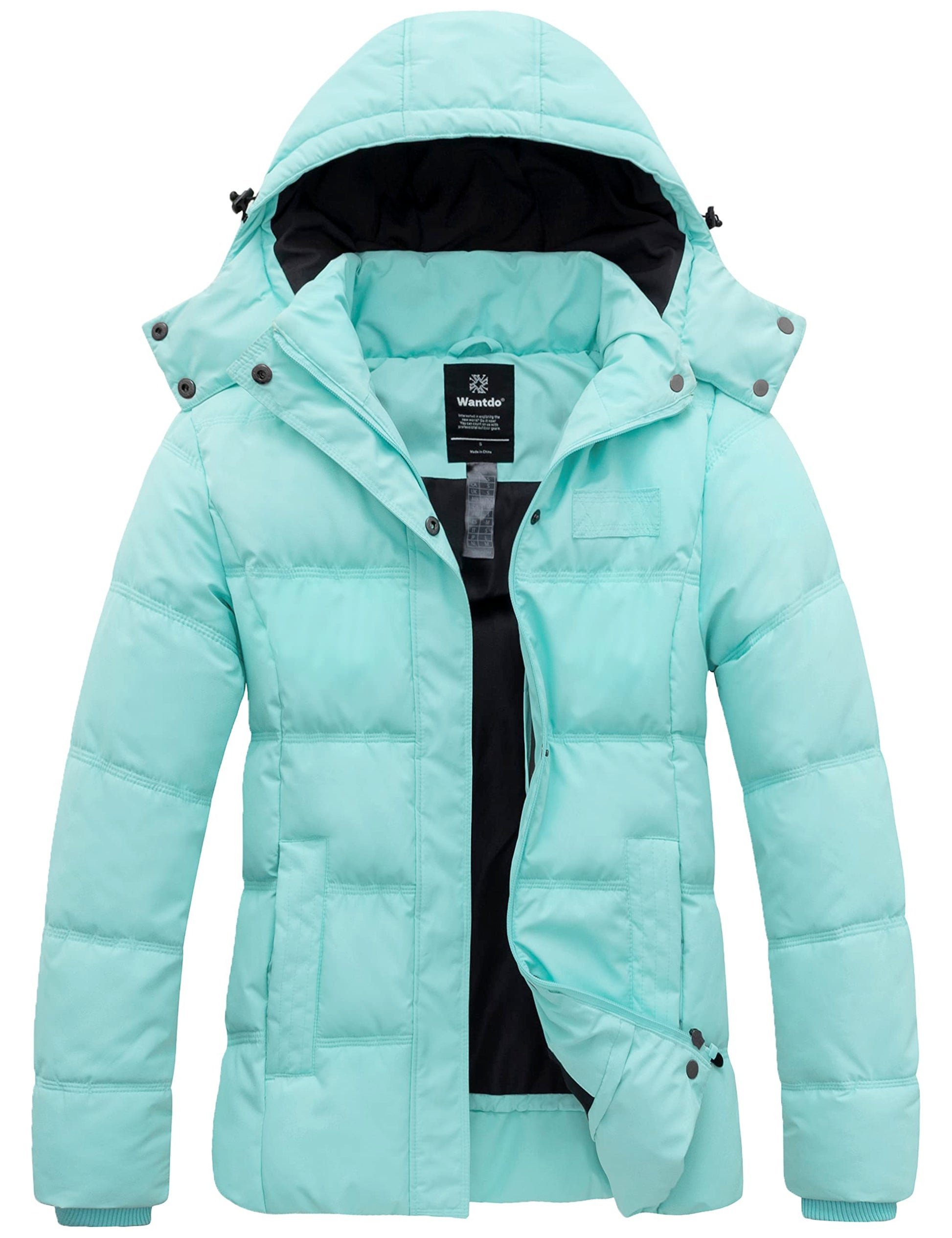 Wantdo Women's Hooded Warm Winter Coat Quilted Thicken Puffer Jacket with Removable Hood