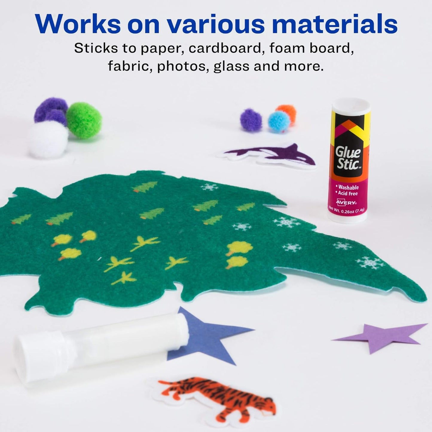 Avery Glue Stick White, Washable, Nontoxic, 0.26 oz. Permanent Glue Stic, 6pk (98095)
