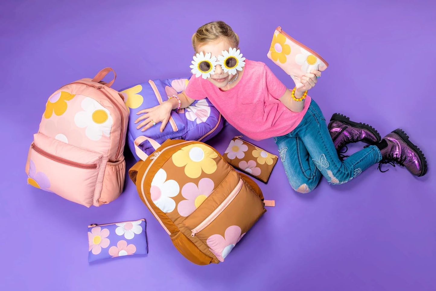 Fashion Angels Style.Lab Backpack for Kids, Travel Bookbag with Cute Puffer Detail & Daisy Design, Ideal for Girls & Boys in School