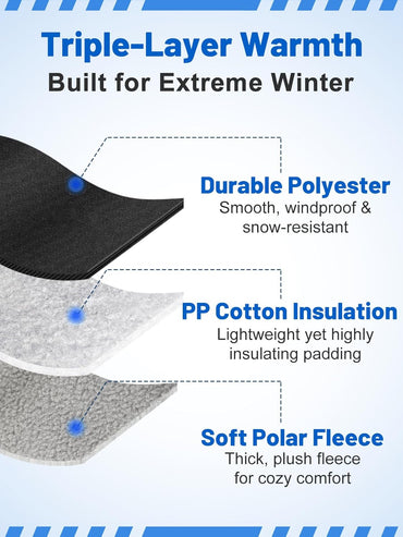 Winter Trapper Hat for Men - Windproof Warm Fleece Men's Hat with Removable Face Mask Goggles Ear Flaps, Christmas Winter Gift Black