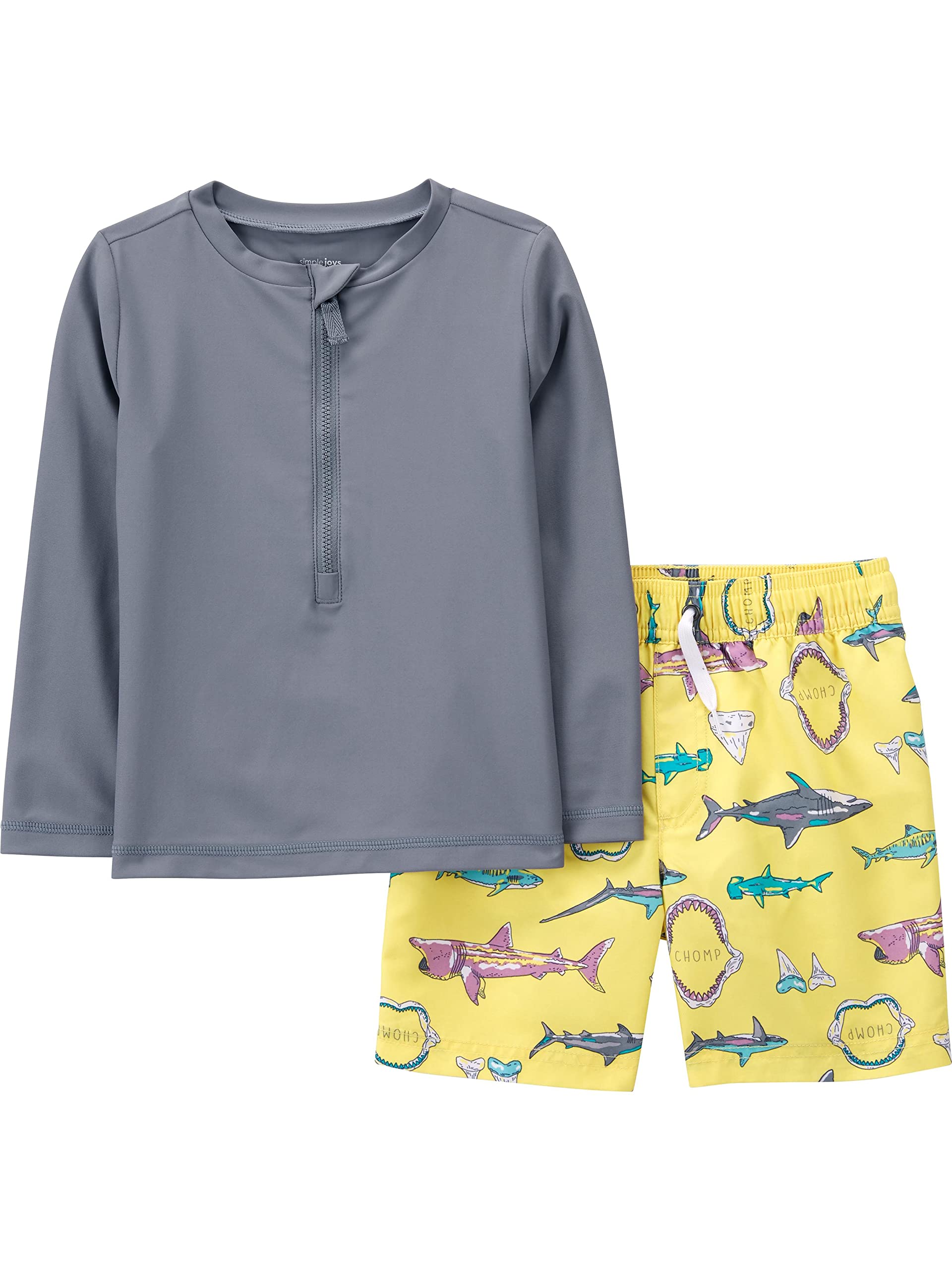 Simple Joys by Carter's Toddlers and Baby Boys' Swimsuit Trunk and Rashguard Set