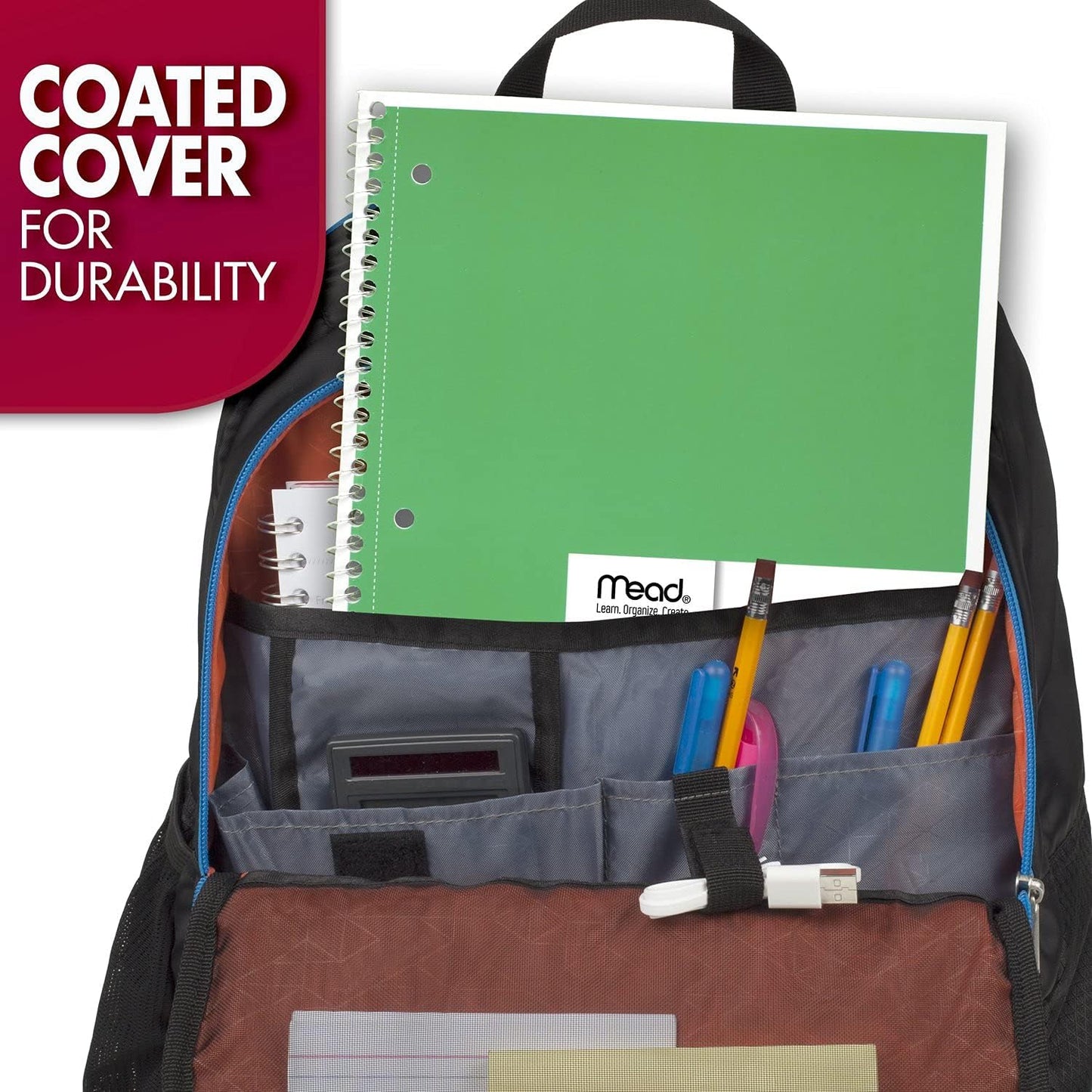 Mead Spiral Notebooks, 24 Pack, 1 Subject, Wide Ruled Paper, 7-1/2" x 10-1/2", 70 Sheets per Notebook, Color Will Vary (05510)