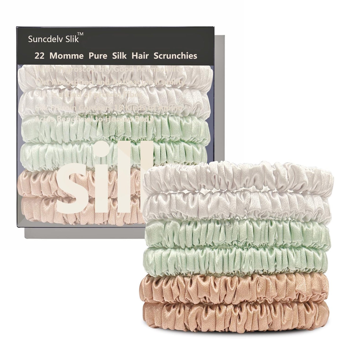Silk Hair Towel, Friction-Resistant, Amino Acid-Rich, Durable, Breathable (6PCS(Bean Paste, Rose Gold, Rice White))