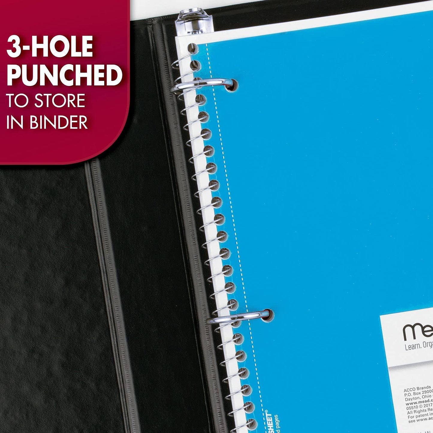 Mead Spiral Notebooks, 24 Pack, 1 Subject, Wide Ruled Paper, 7-1/2" x 10-1/2", 70 Sheets per Notebook, Color Will Vary (05510)