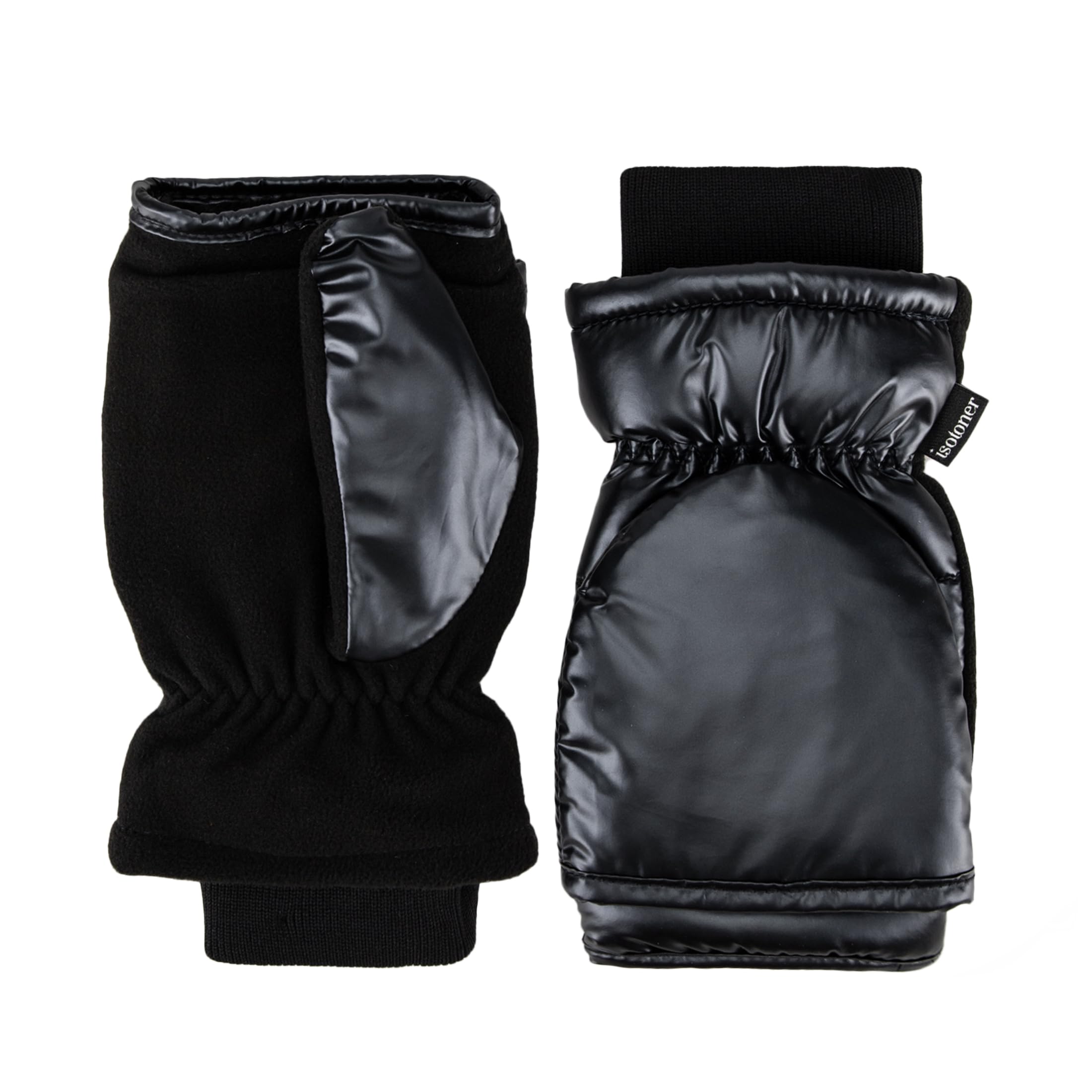isotoner womens Water Repellent Touchscreen Iridescent Sleekheat Gloves and Flip Top Mittens