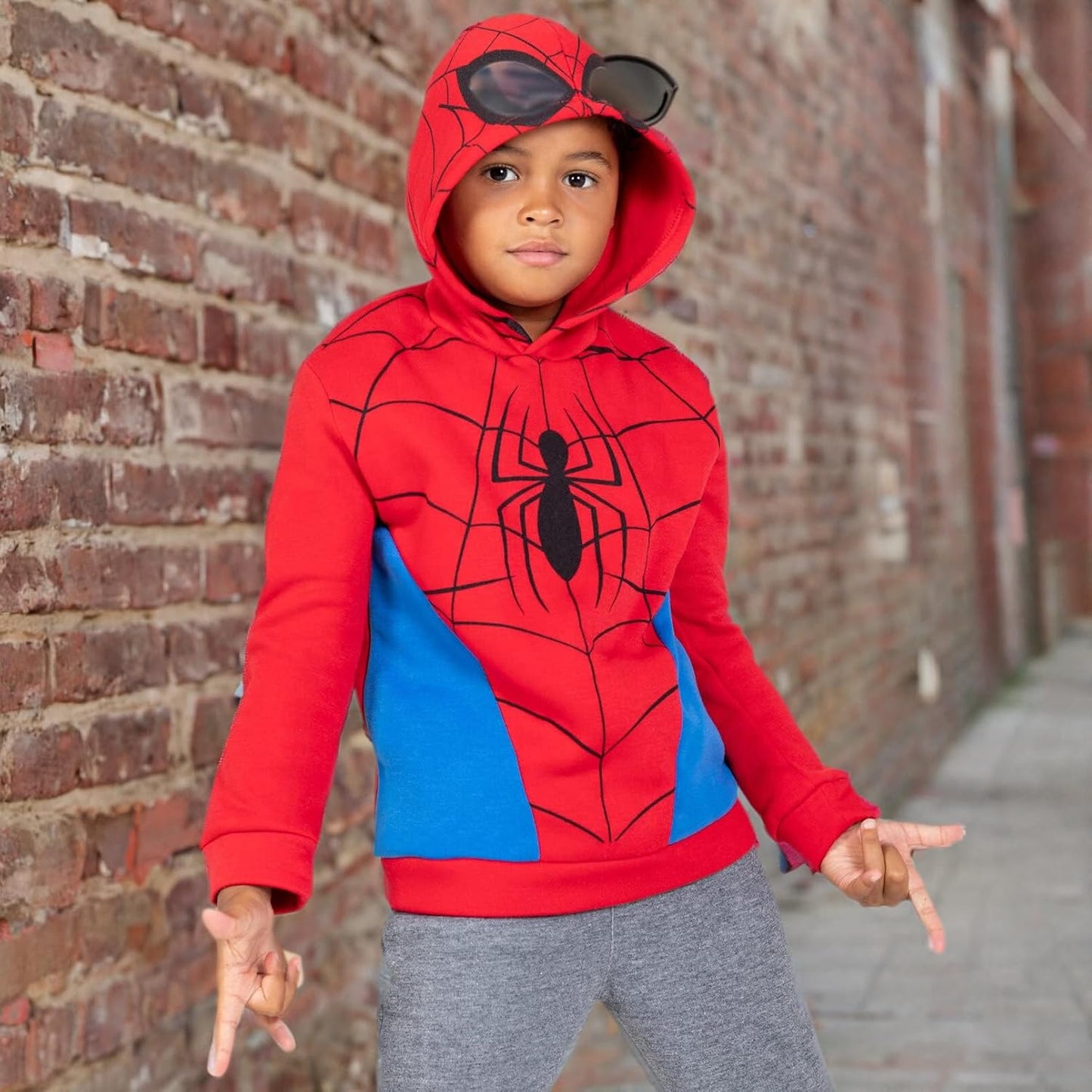 Marvel Avengers Spiderman Boys Fleece Cosplay Pullover Hoodie Toddler to Big Kid