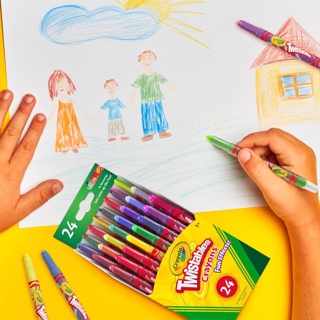Crayola Twistables Crayons for Kids (24ct) Essential School Supplies for Girls & Boys, Toddler Coloring, Less Mess, Back to School Gifts for Kids