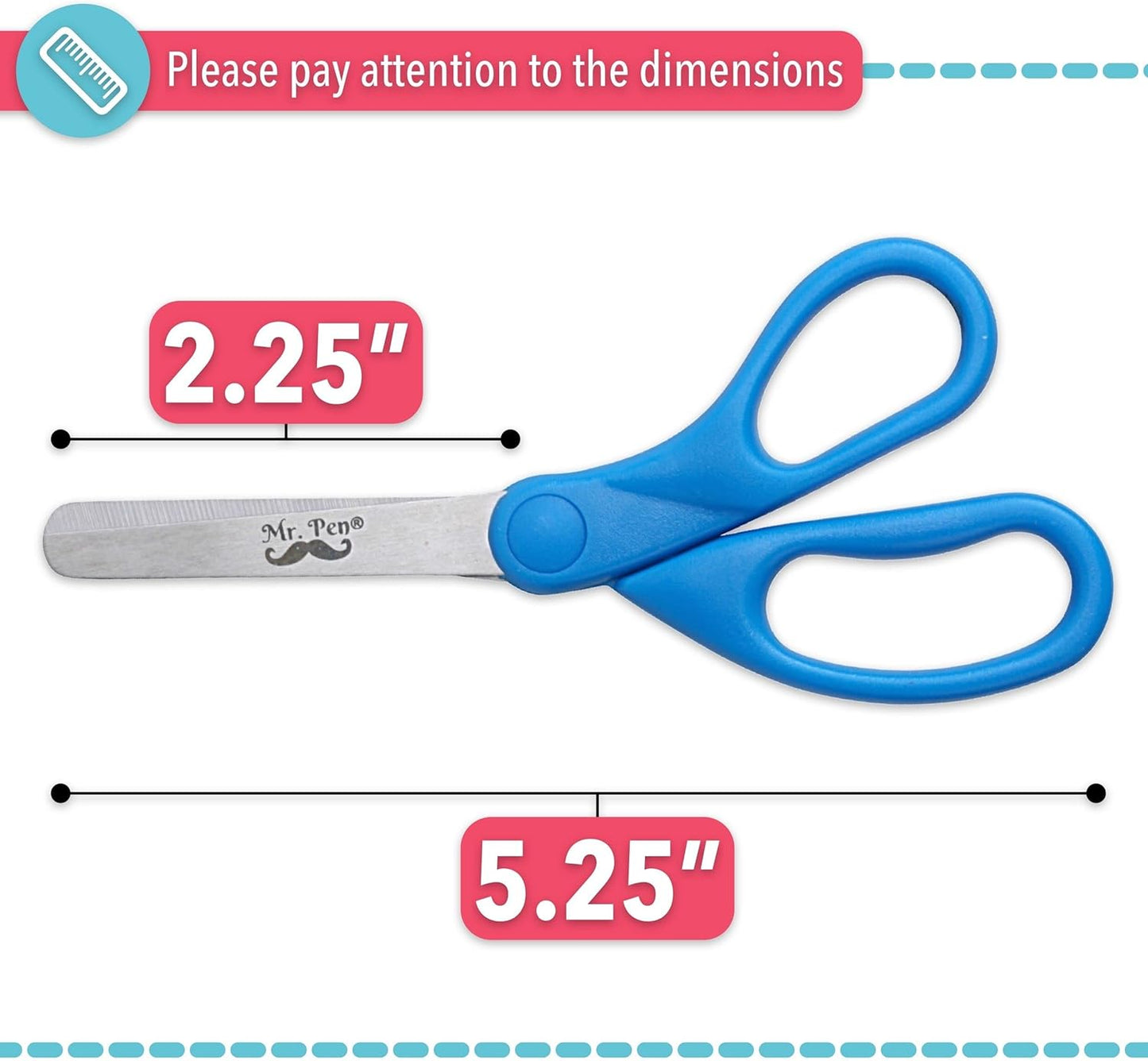 Mr. Pen Kids Scissors - 6 Pack, 5 Inch, Colored Toddler Safety Scissors for Kids, School & Preschool