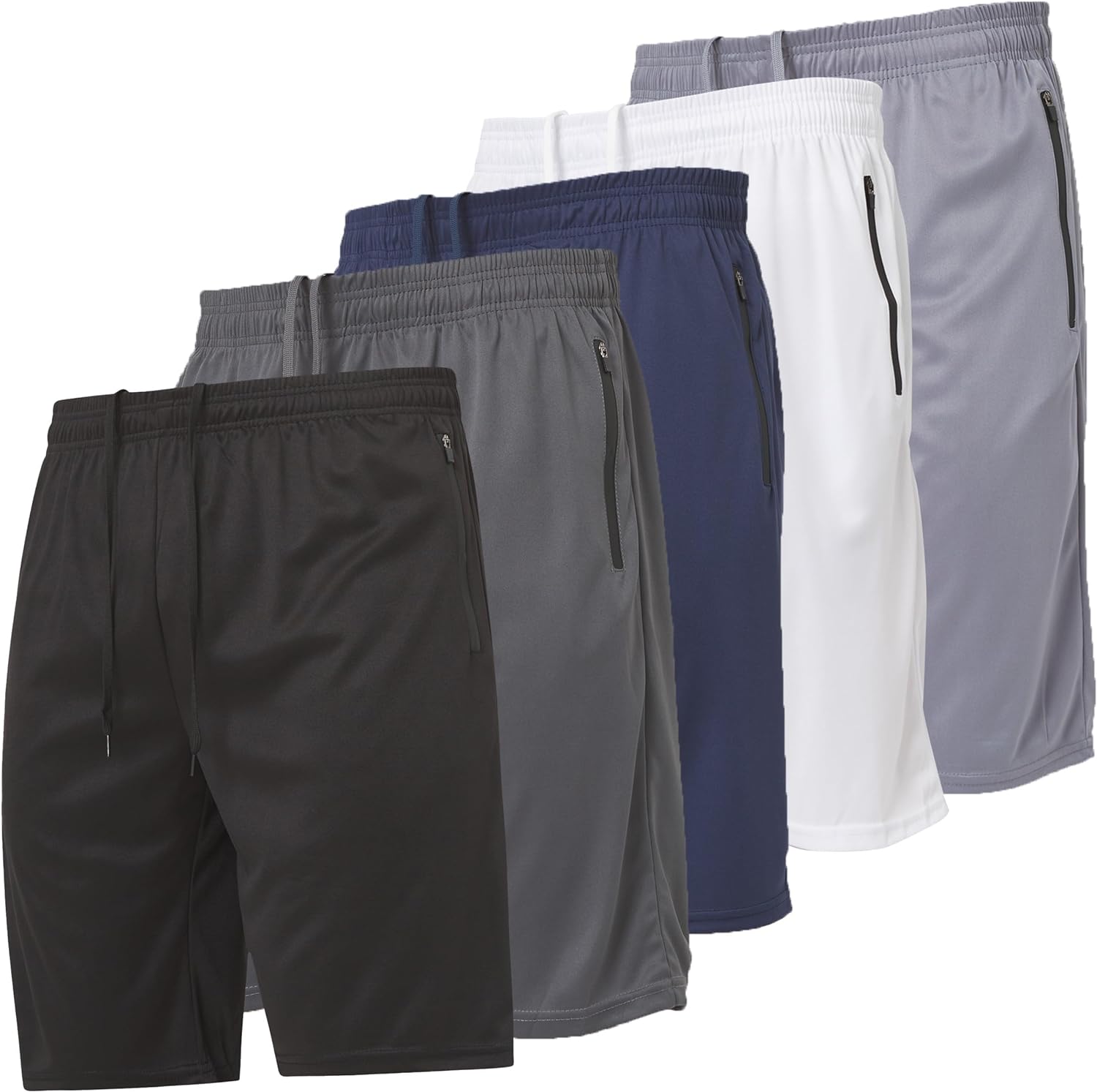 Ultra Performance Mens 5 Pack Athletic Running Shorts, Basketball Gym Workout Shorts for Men with Zippered Pockets