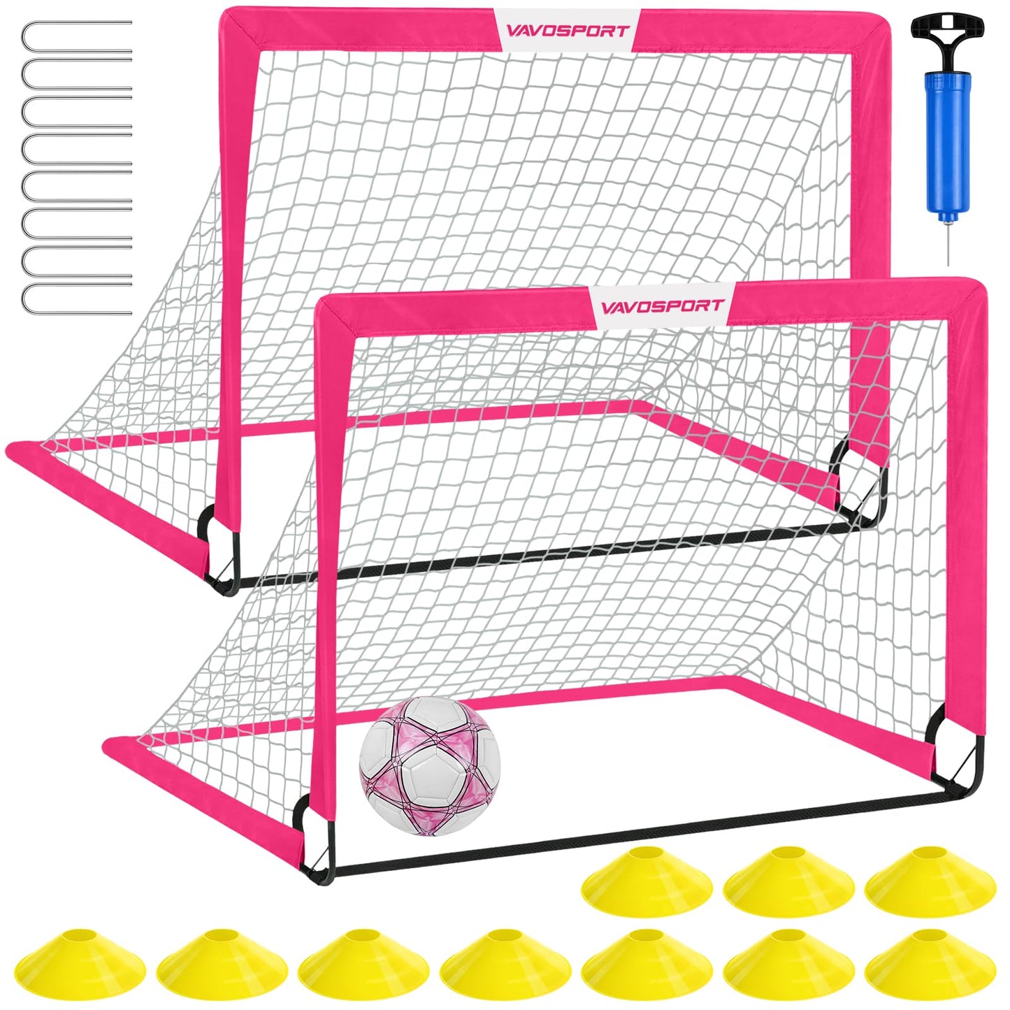 Kids Soccer Goals for Backyard Set - 2 of 4' x 3' Portable Soccer Goal Training Equipment, Pop Up Toddler Soccer Net with Soccer Ball, Soccer Set for Kids and Youth Games, Sports