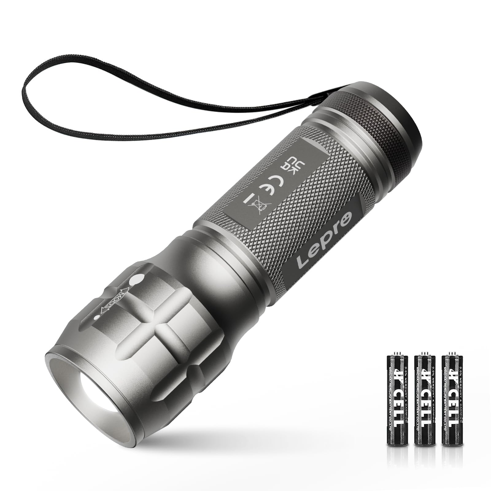 Lighting EVER LED Flashlights High Lumens, Small Flashlight, Waterproof, Adjustable Focus Flash Light for Outdoor, Emergency, AAA Batteries Included, Tactical & Camping Accessories