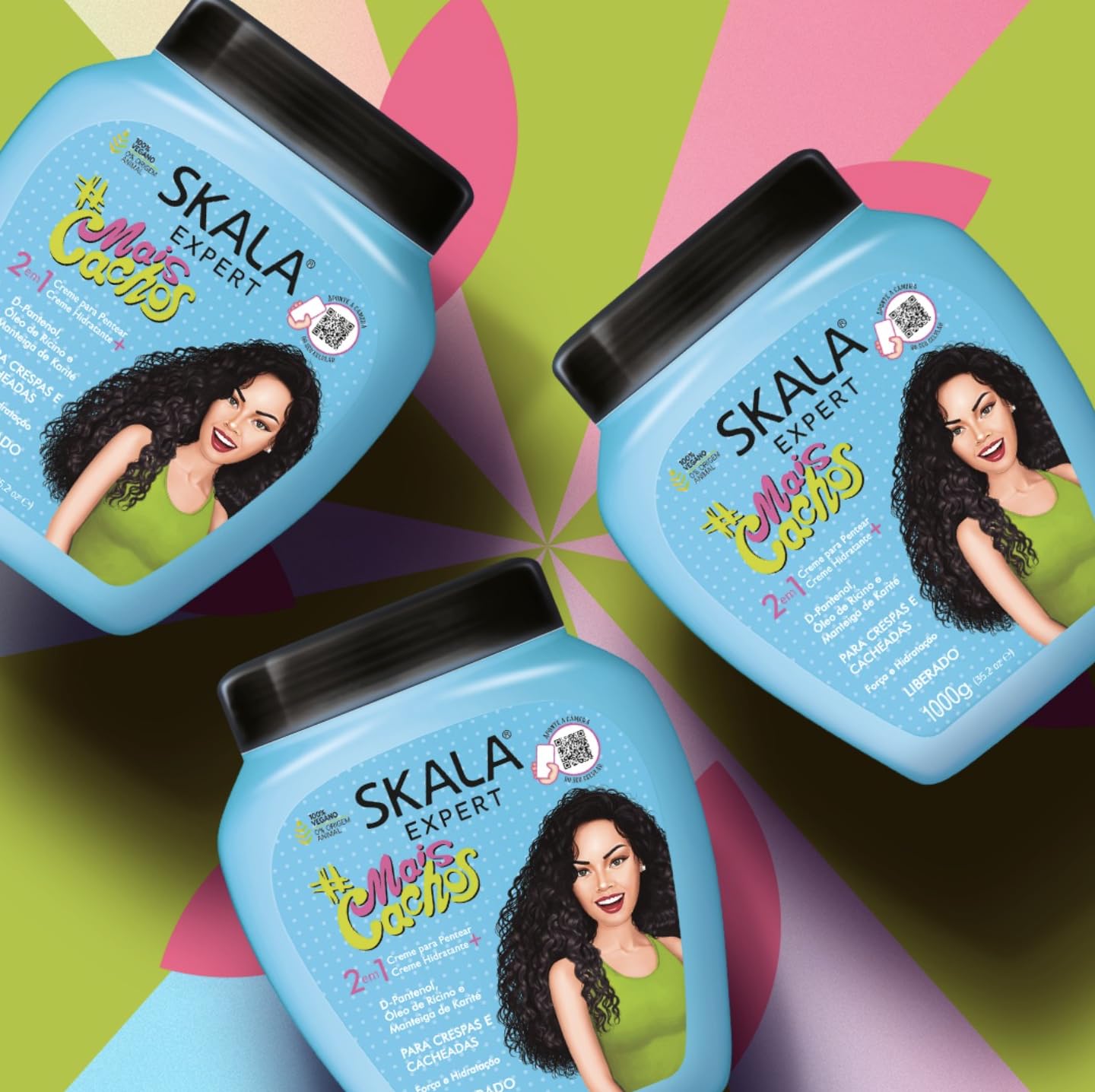 SKALA Mais Cachos for hair type 3ABC - 2 IN 1 Conditioning Treatment Cream & Cream To Comb 35.2oz, BLUE
