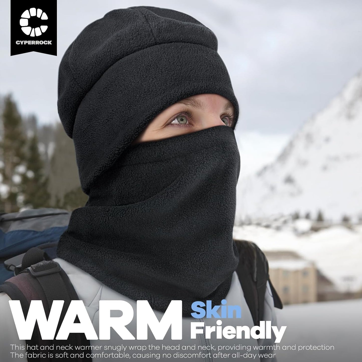 Winter Beanie Hat Scarf Set with Ear Flaps for Men Women Knit Fleece Lined Skull Cap Windproof Neck Warmer Gaiter