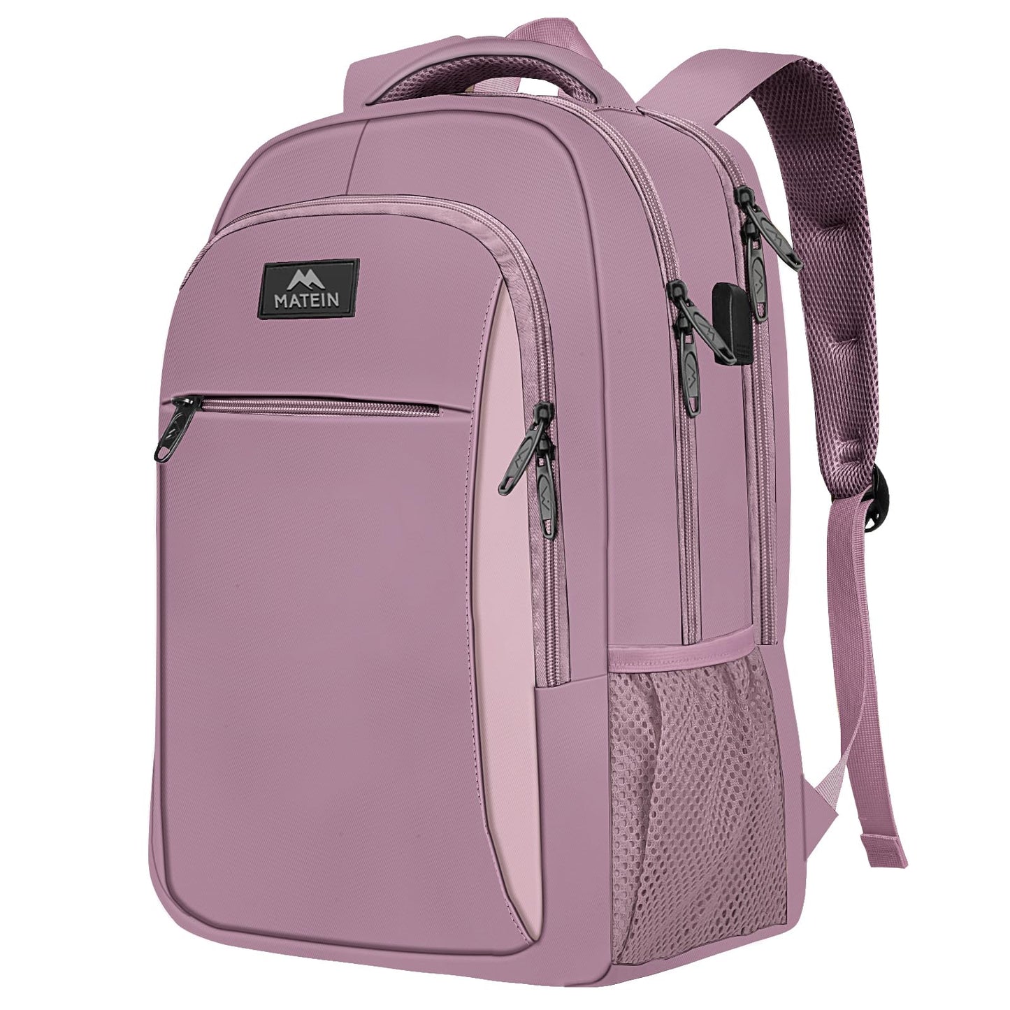 MATEIN Travel Laptop Backpack, Business Anti Theft Slim Sturdy Laptops Backpack with USB Charging Port, Water Resistant College School Computer Bag Gift for Men & Women Fits 15.6 Inch Notebook, Grey