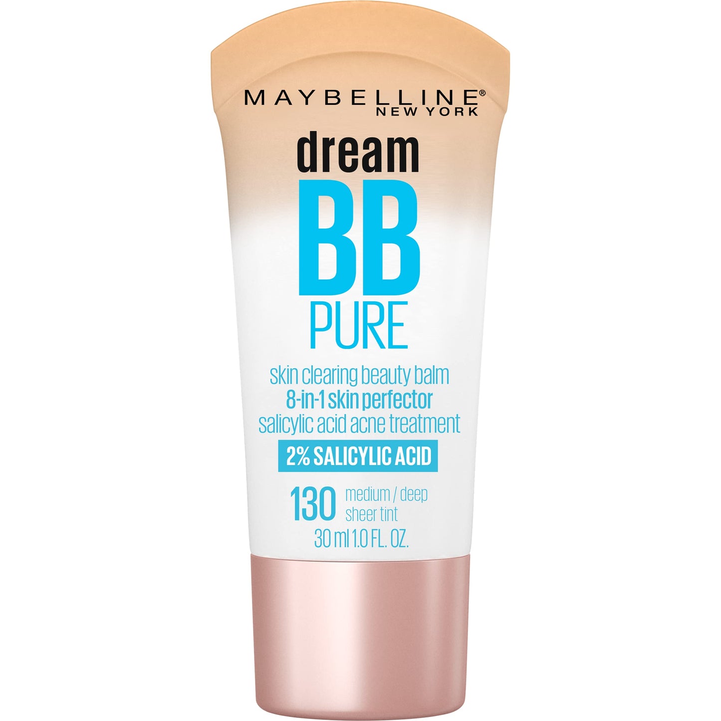 Maybelline Dream Pure Skin Clearing BB Cream, 8-in-1 Skin Perfecting Beauty Balm With 2% Salicylic Acid, Sheer Tint Coverage, Oil-Free, Light/Medium, 1 Count