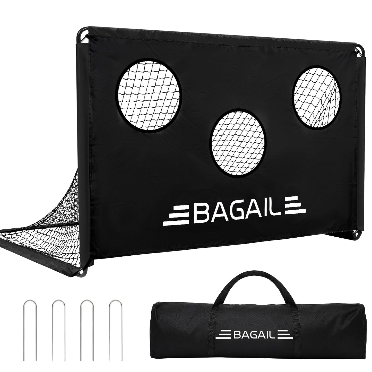 BAGAIL Soccer Goal, 2-in-1 Soccer Net with Targets, 6x4 FT Pop Up Soccer Trainer for Backyard with Detachable Target Cloth and Carry Bag, Indoor Outdoor Fun Soccer Game