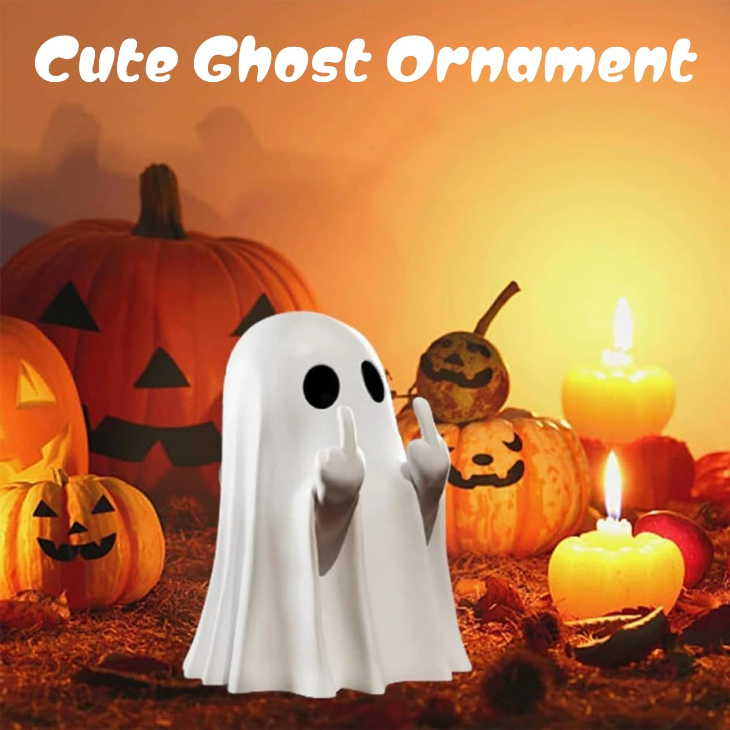 Halloween Ghost Figurine - Halloween Decor Indoor, Cute Finger Ghost Ornaments, Spooky Ghost Decorations, Funny Coffee Table Centerpieces, Home Office Decor