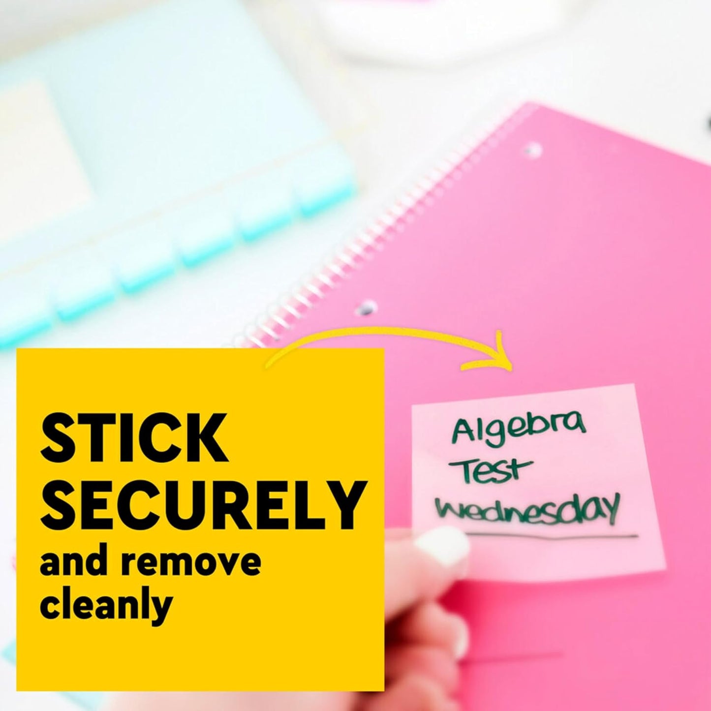 Post-it Colored Transparent Sticky Notes 3x3 in 8 Pads/Pack 36 Sheets/Pad Sticks Securely and Removes Cleanly