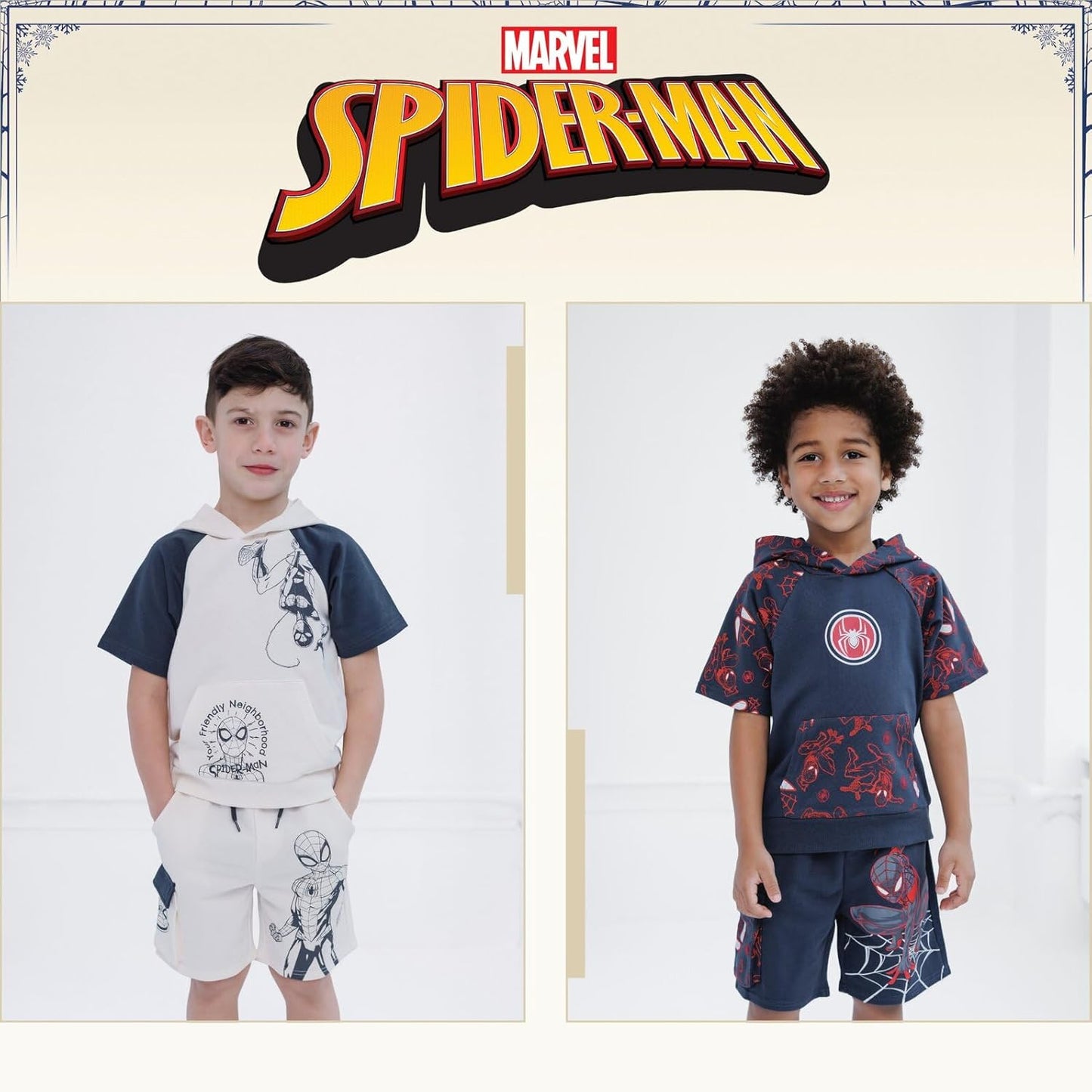 Marvel Spider-Man French Terry Pullover Hoodie and Shorts Toddler to Big Kid Sizes (2T - 18-20)