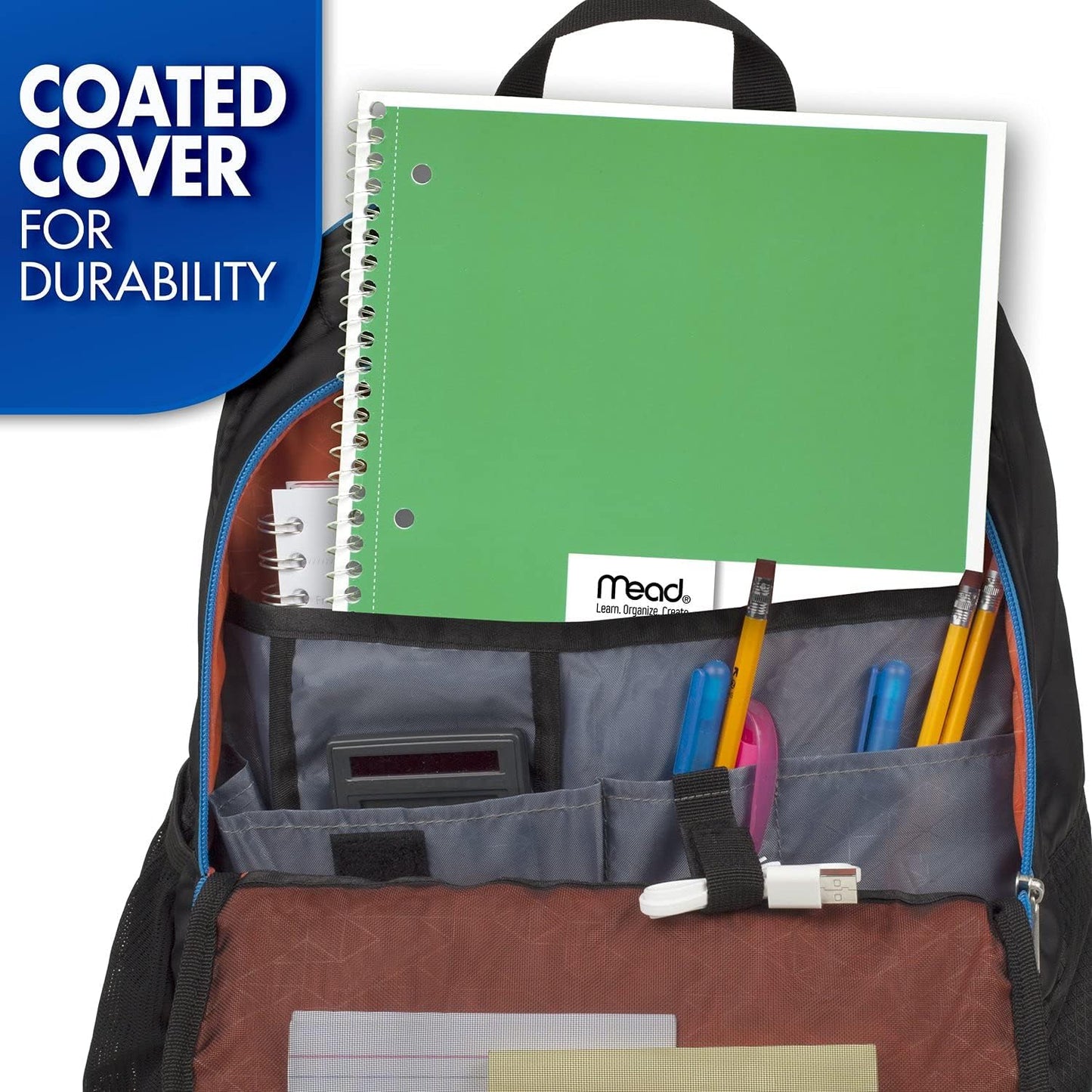 Mead Spiral Notebooks, 12 Pack, 1 Subject, College Ruled Paper, 7-1/2" x 10-1/2", 70 Sheets per Notebook, Color Will Vary (73703)
