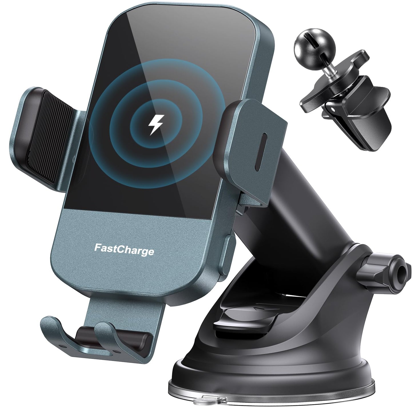 CHGeek Wireless Car Charger, 15W Fast Charging Auto Clamping Car Charger Phone Mount Phone Holder fit for iPhone 16 15 14 13 12 Pro Max 11 XR XS, Samsung Galaxy S24 Ultra S23 S22 S21, S20, S10+, Black