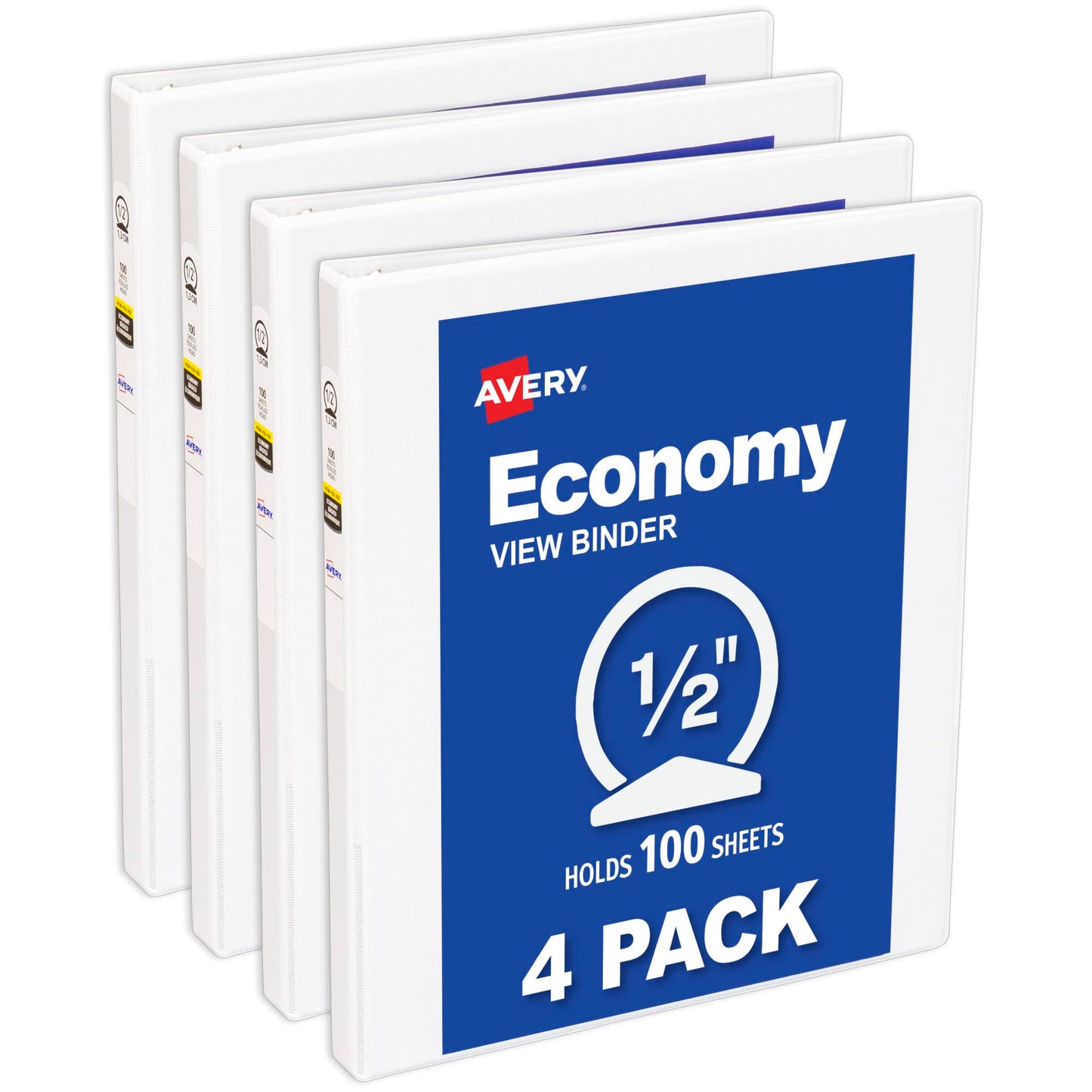Avery Economy View 3 Ring Binder 1/2 Inch Round Rings, 1 White Binder (05706)