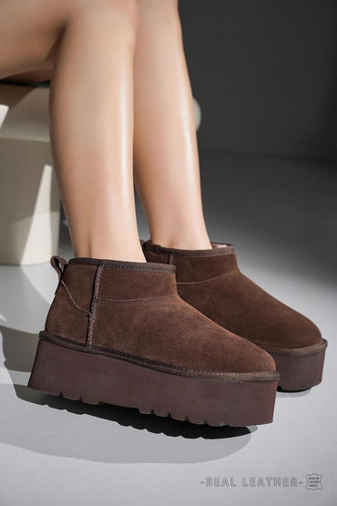 Project Cloud 100% Genuine Leather Ankle Boots for Women - Anti-Slip Memory Foam Insole Womens Boots - Lightweight Winter Womens Shoes, Ankle Booties for Women (Huggy)