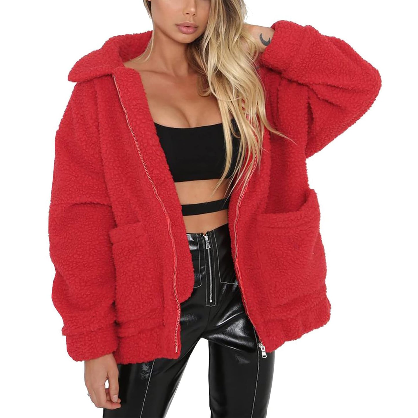 PRETTYGARDEN Women's Fashion Winter Coats Sherpa Fleece Faux Fur Shearling Oversized Trendy Jackets Warm Outerwear Clothing