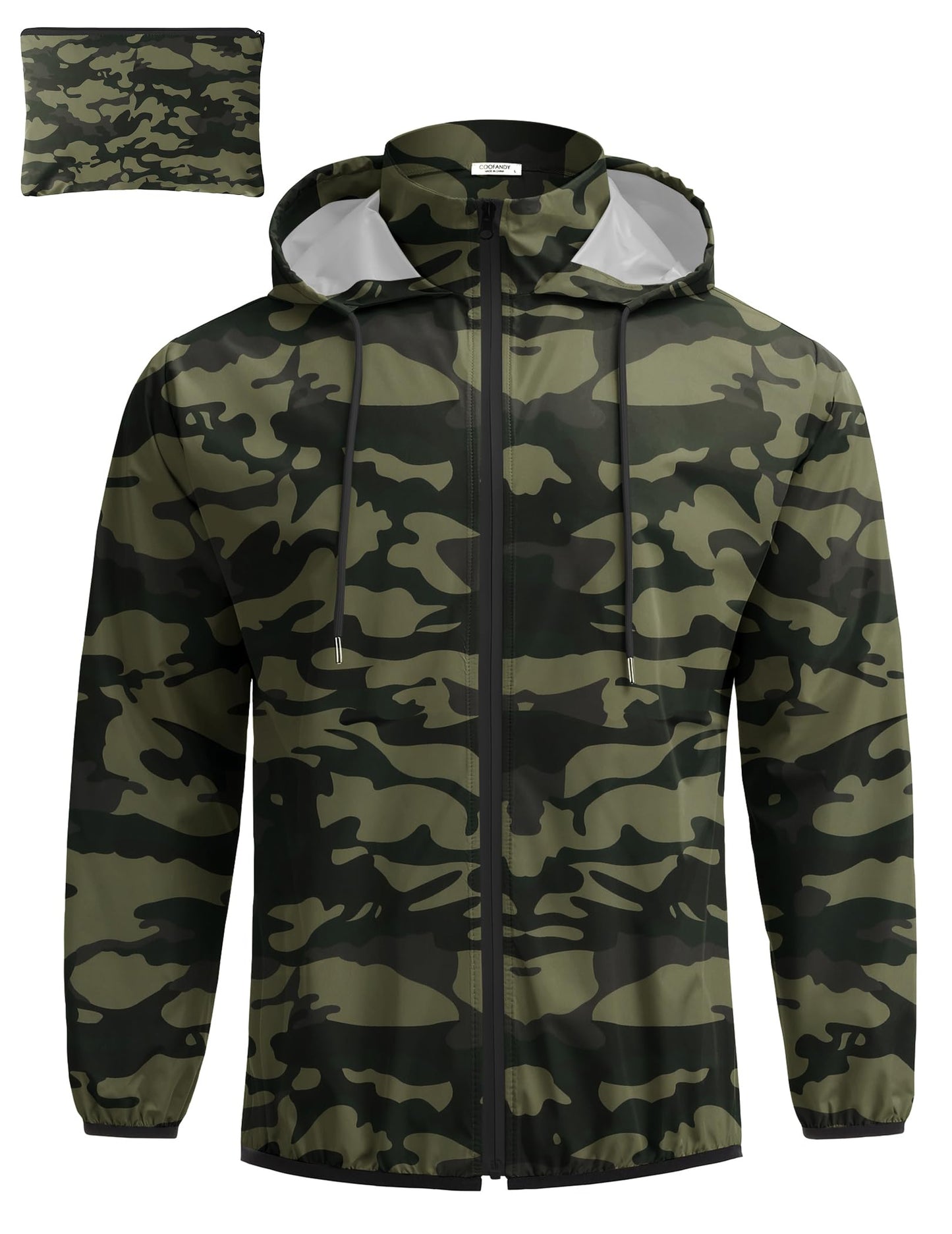 COOFANDY Men's Packable Rain Jacket Lightweight Waterproof Raincoat with Hood Travel Hiking Golf Windbreaker