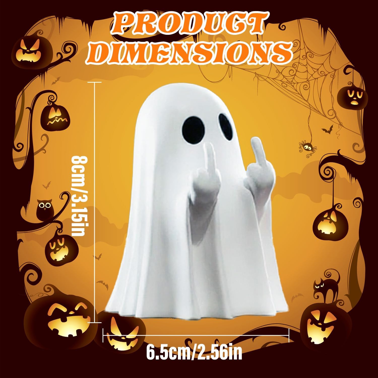 Halloween Ghost Figurine, Halloween Decoration Indoor, Cute Finger Ghost Figurine, Indoor Table Shelf Tabletop Home Office Decor