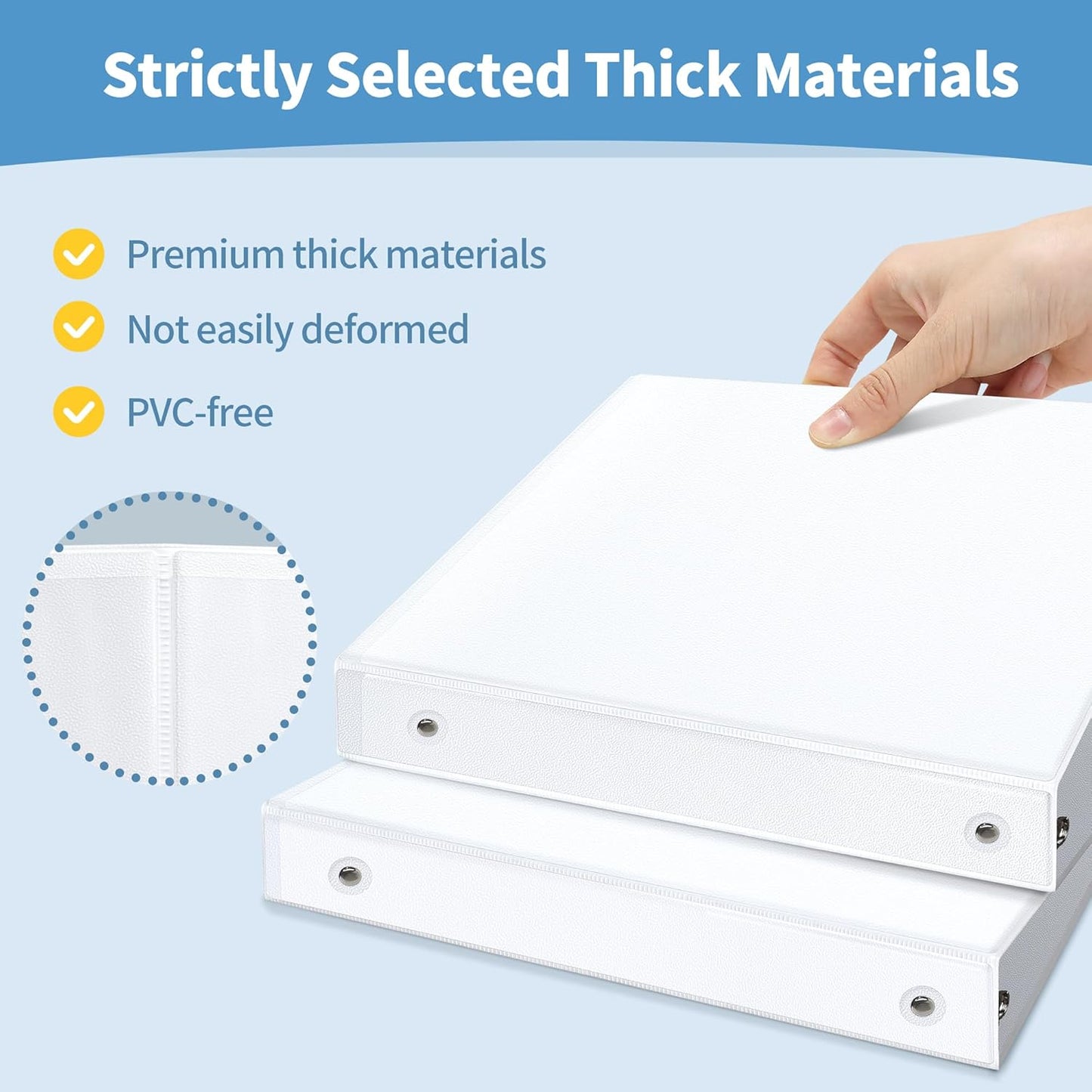SUNEE 3 Ring Binder 1 Inch 1 Pack, Clear View Binder Three Ring PVC-Free (Fit 8.5x11 Inches) for School or Office Supplies, White
