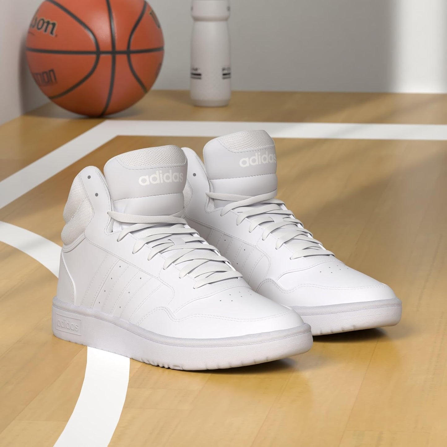adidas Womens Hoops 3.0 High Sneakers Shoes Casual - White