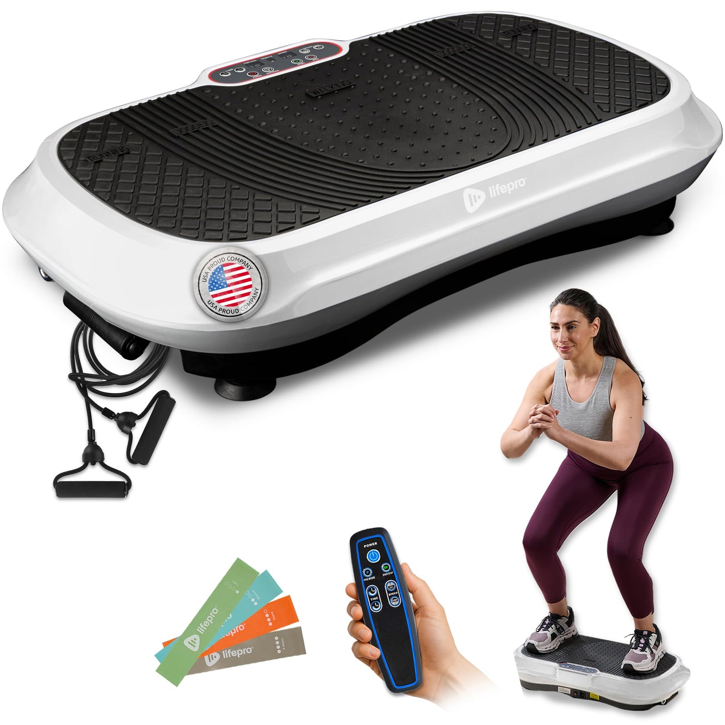 Lifepro Waver Vibration Plate Exercise Machine – High-Intensity Vibration for Muscle Activation, Full-Body Workout Vibrating Platform with Loop Bands, Fitness Equipment for Strength Toning & Fat Loss