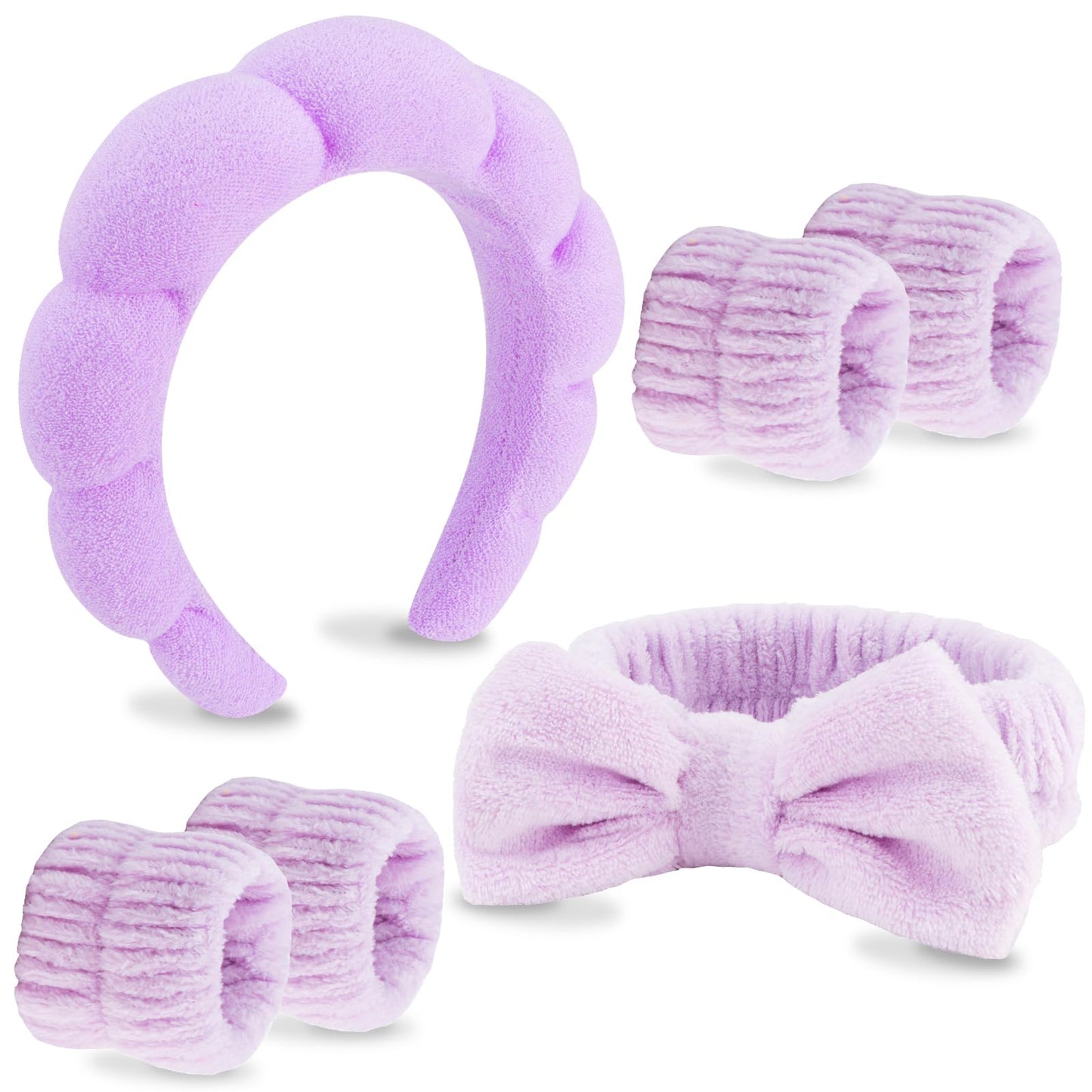 VELSCRUN 6 Pack Spa Headband, Makeup Headband, Face Wash Headbands, Skincare Headbands, Black Sponge Hair Band Bow Tie Spa Head Band for Washing Face Wristband Set Hair Accessories for Women Gifts