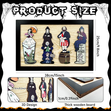 Haunted Mansion Halloween Decorations Indoor Framed Wooden Wall Art Horror Table Decor Scary Room Hanging Decor for Halloween Party Decorations