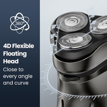 Electric Razor for Men Cordless: Wet/Dry Rotary Shaver Waterproof - USB Fast Charging & Sensitive Skin Care - Pop up Trimmer & Precision Blades Pro Black