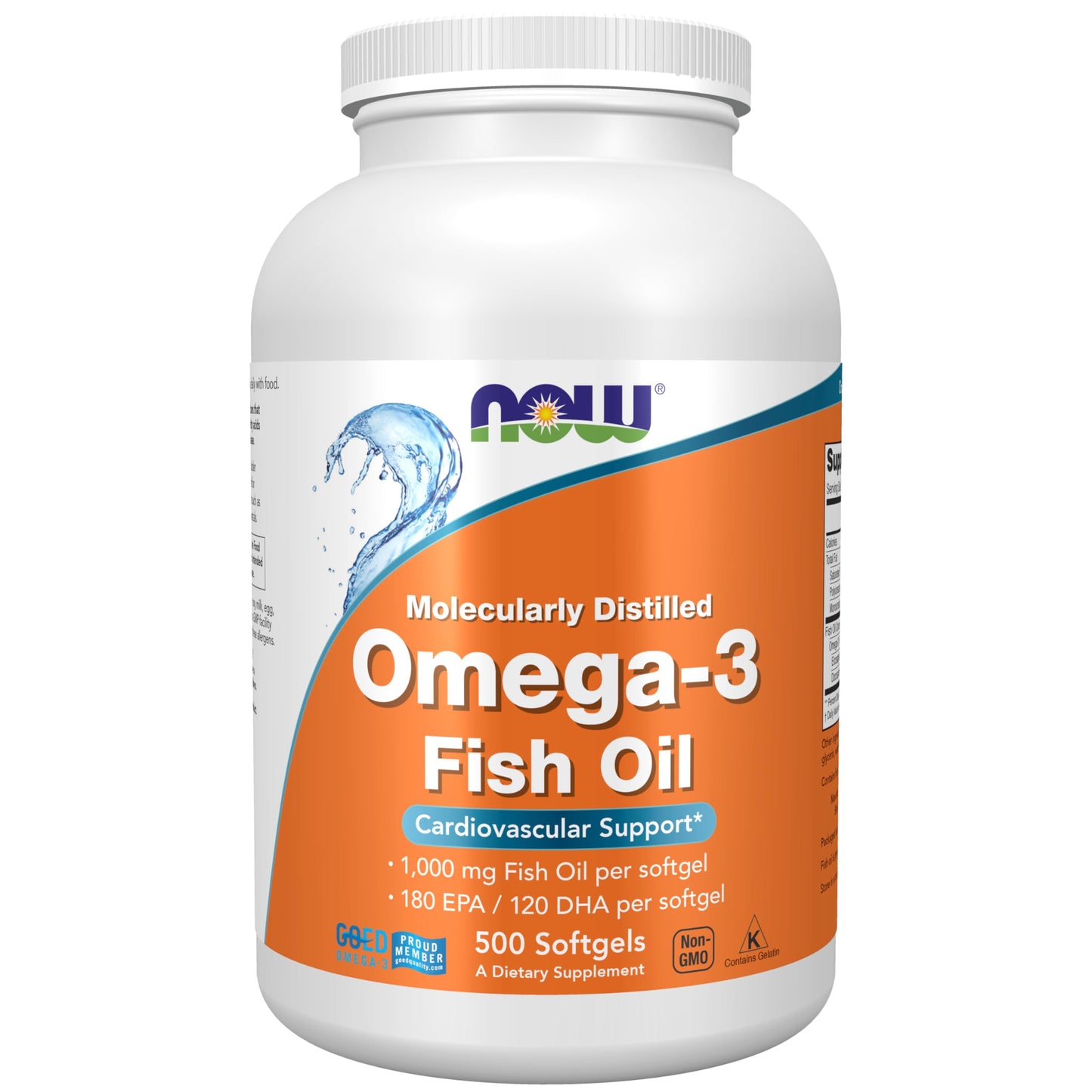 NOW Foods Supplements, Omega-3 180 EPA / 120 DHA, Molecularly Distilled, Cardiovascular Support*, 200 Softgels