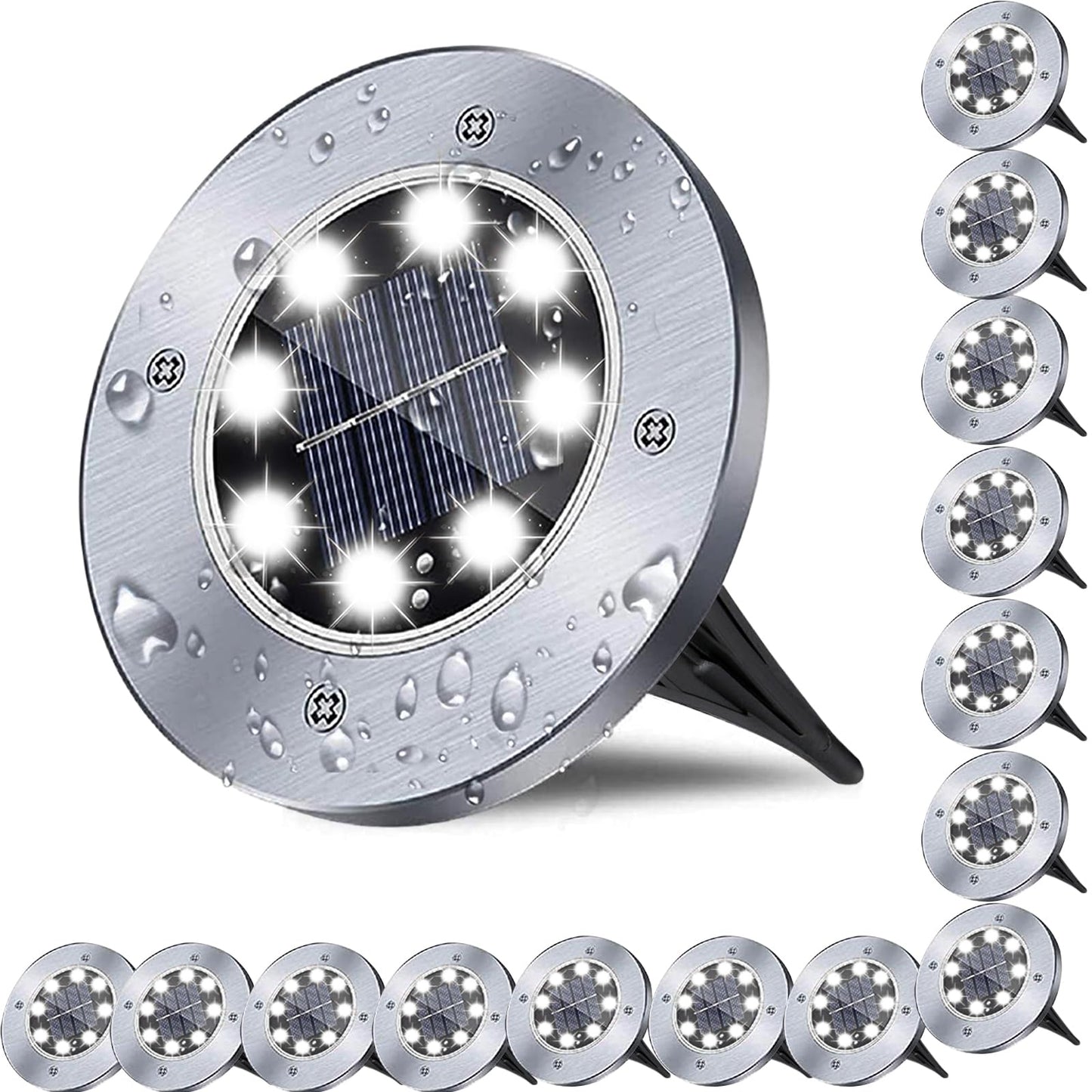 Solar Ground Lights, Waterproof Solar Garden Lights, Upgraded Outdoor Garden Waterproof Bright in-Ground Lights, Landscape Lights for Pathway,Yard,Deck,Lawn,Patio,Walkway (12 Pack Warm Light