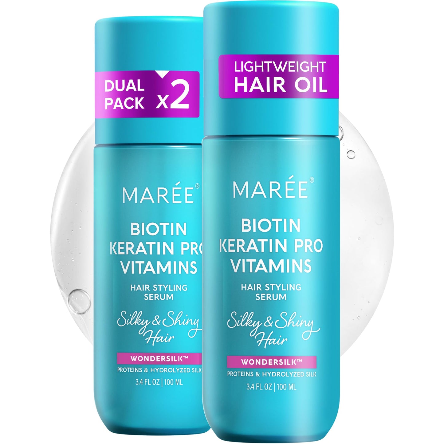 MAREE Hair Oil for Frizzy - Hair Vitamins A, E & B Keratin Styling Capsules with Jojoba & Argan Oil - Anti Frizz Serum for Women - Frizzy, Damaged, Dry and Curly - Sérum Gotas & Aceite Para el Cabello