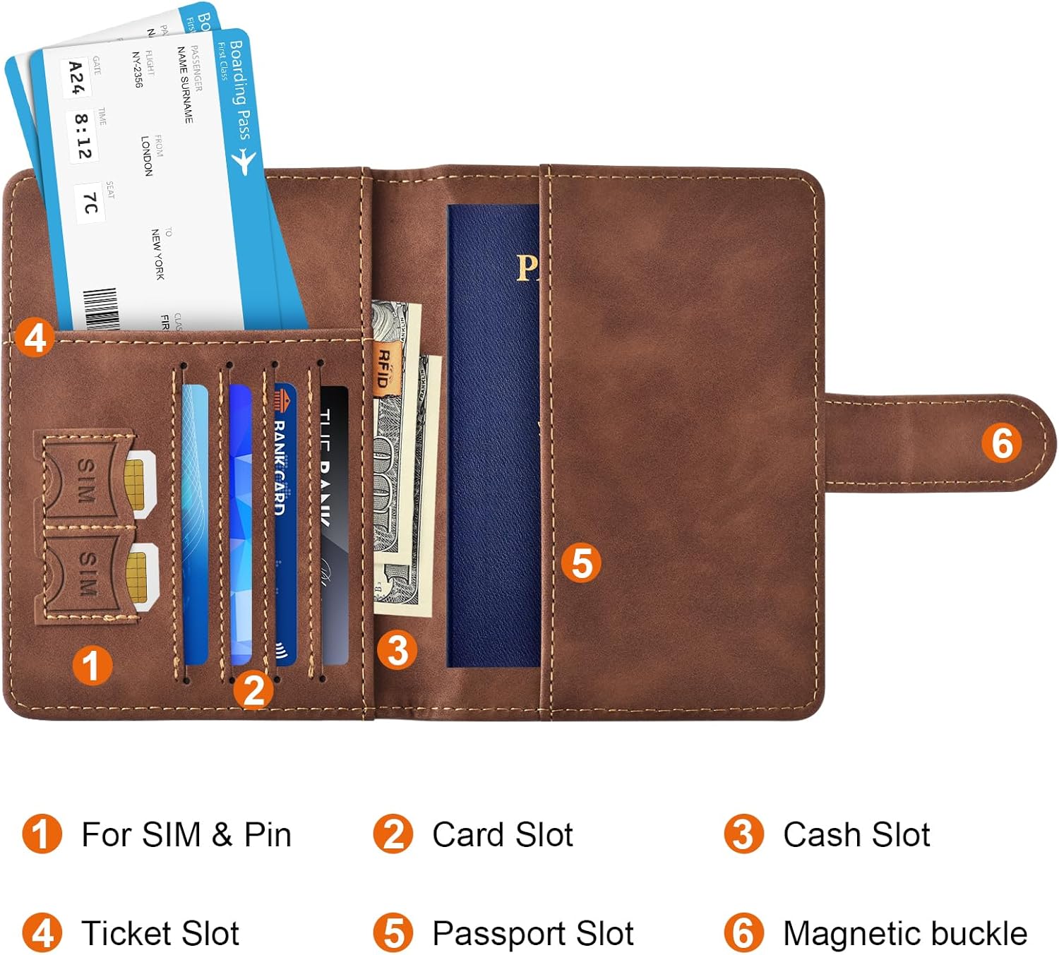 Eoehro Passport Holder for Travel Essentials, Passport Wallet Cover Case for Travel Must Haves Accessories,Passport Book Holders for Women and Men(brown)