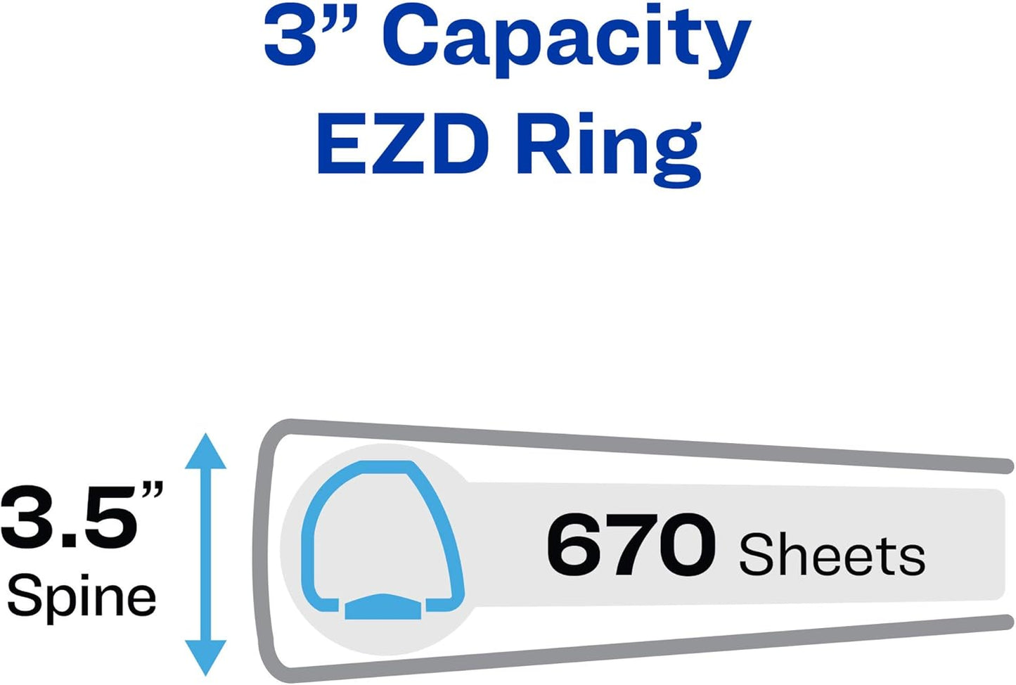 Avery Heavy-Duty 3 Inch Binders 3 Ring, View Binder, 1.5 Inch EZD Ring, Black, Sturdy (79693)