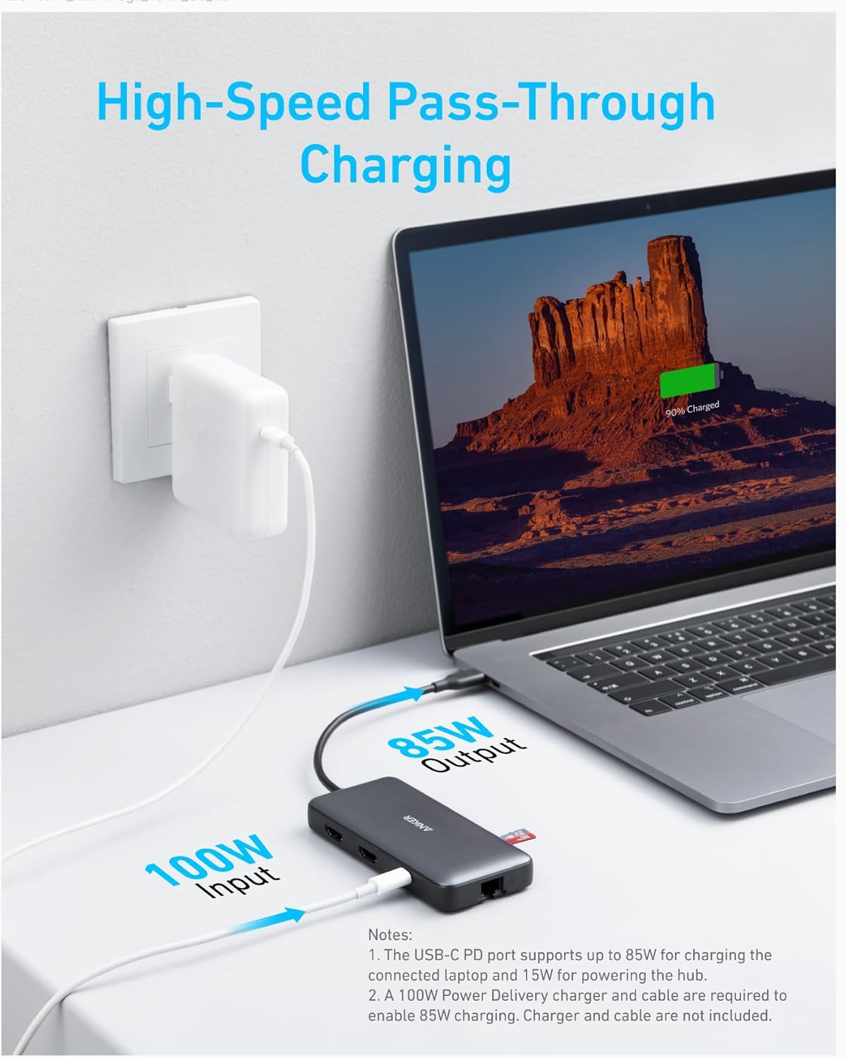 Anker Laptop Docking Station Dual Monitor, 8-in-1 USB C Hub, 4K Dual Monitor with 2 HDMI, 1 Gbps Ethernet Hub, 85W Power Delivery, SD Card Reader for MacBook Pro, XPS and More