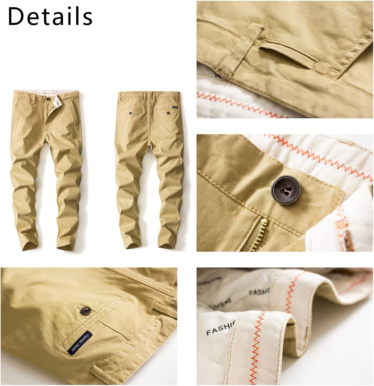 Men‘s Cropped Chino Pants Skinny Fit Chinos Khaki Pant