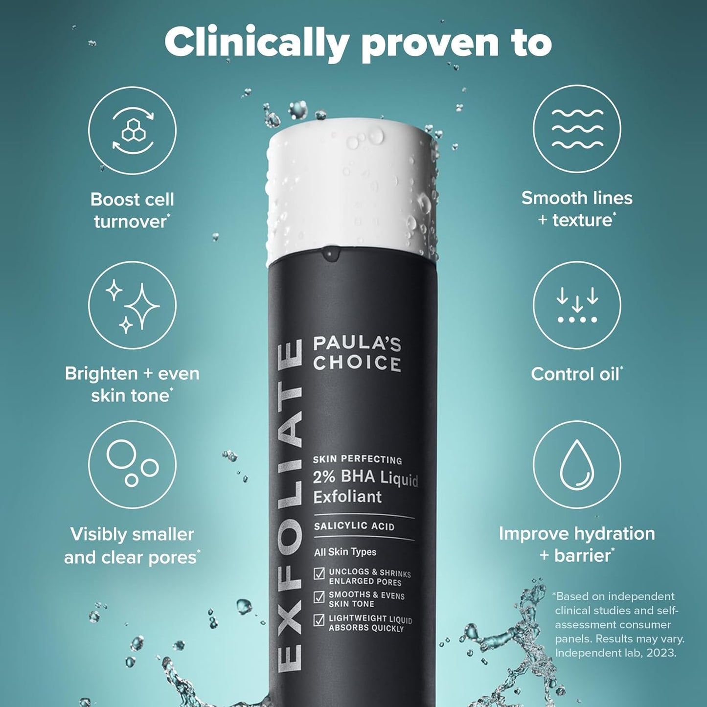 Paula's Choice SKIN PERFECTING 2% BHA Liquid Salicylic Acid Exfoliant-Facial Exfoliant for Enlarged Pores, Wrinkles & Fine Lines, Suitable for Blackhead-Prone Skin, Fragrance-Free